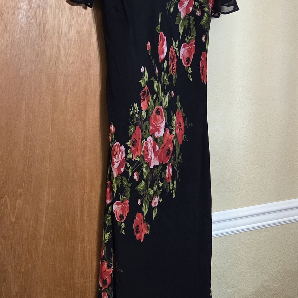 Vintage 90s Dressbarn Black Dress Flutter Sleeve L/XL